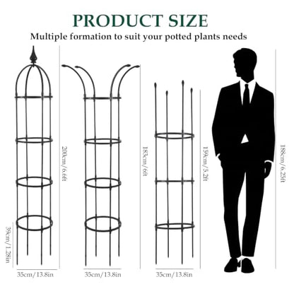WellSign 6.6ft Tall Garden Obelisk Trellis for Climbing Plants Outdoor - size: Metal-6.6ft-1PK