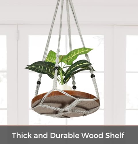 2 Pack Plant Hanger Indoor, Hanging Plant Shelf (12" + 10") - color: Light Grey, size: 2-Pack, 1-Tier