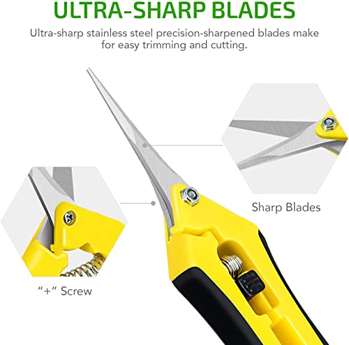 iPower 6.5 Inch Gardening Scissors Hand Pruner Pruning Shear with Straight Stainless Steel Blades, Yellow, 2-Pack - color: Yellow, size: 2-pack