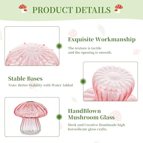 Glasseam Mushroom Plant Propagation Station: 5 Pcs Pink Glass Terrarium Jar - color: Pink, size: 10