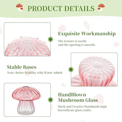 Glasseam Mushroom Plant Propagation Station: 5 Pcs Pink Glass Terrarium Jar - color: Pink, size: 10