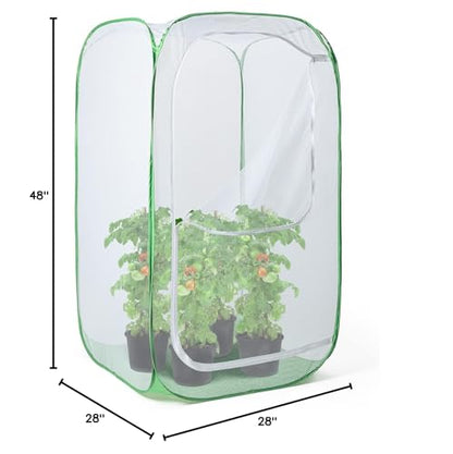 48" Outdoor Mesh Plant Enclosure, Mesh Plant Cover for Pests, Bird and Pest Protection Guard for Fruit, Vegetables, Flowers and Herbs Pop-Up Cage 28 x 28 x 48 Inches - size: 28 x 28 x 48 Inches