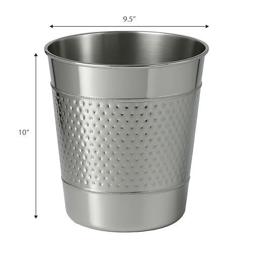 happimess Riley 2 Gal Hammered Steel Bin 10" H, Polished Steel - color: Polished Steel, size: Set of 1