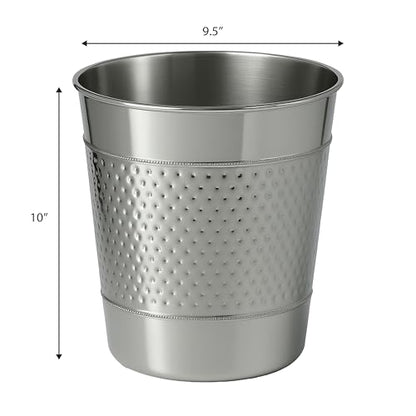 happimess Riley 2 Gal Hammered Steel Bin 10" H, Polished Steel - color: Polished Steel, size: Set of 1