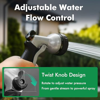 RESTMO Garden Hose Nozzle, Heavy Duty Metal Water Nozzle with 7 Adjustable Spray Patterns, High Pressure Hand Sprayer with Flow Control, for Watering Plants & Lawns, Washing Cars & Pets, Black - color: Black