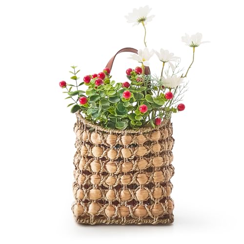 Wall Hanging Pocket Basket Portable Storage Basket Decorative Boho Mounted Organizer Dried Flower Plants Front Door Basket for Garden Farmhouse Home - color: Mix