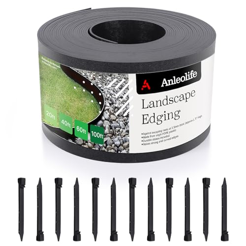 Anleolife 40ft Flexible Plastic Landscape Edging Coil with 12 Stakes - style: 40ft with 12pcs stakes