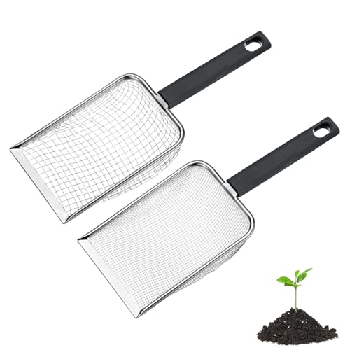 M METERXITY 2-Pack Gardening Soil Sifter, 5/2 mm Mesh Stainless Steel Portable Gardening Sifter with Plastic Handle for Sand/Dirt/Rock/Compost [White, Gray] - color: White, Gray, size: 5,2 mm