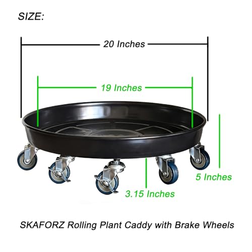 Rolling Planter Caddy(570lbs Capacity), Heavy Duty Metal Plant Stand with Brake Wheels Plant Dolly Mover Plant Pot Tray Saucer for Indoor Outdoor 20 Inches Black - color: 20Inchesblack 1-Pack