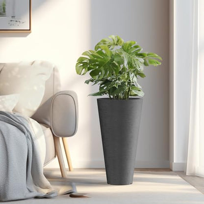 Kante Set of 2 Black Plastic Round Planters 23" Tall Home & Outdoor - color: Black, size: 23" H