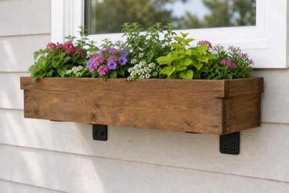 6-Inch Hidden Outdoor Window Box L Brackets, Black, 2 Brackets Included