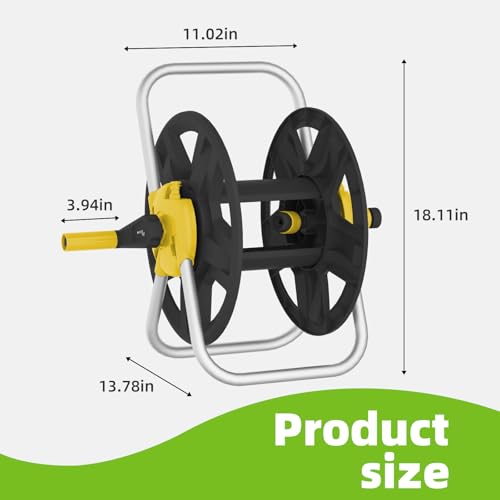 Water Hose Reel,Holds 60-80 Ft of 5/8" Hose - color: Yellow