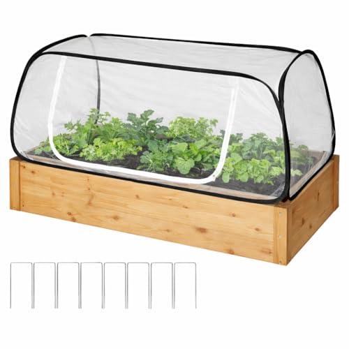 Pop Up Raised Garden Bed Cover -45''x22''x18'' Instant Plant Protection Against Bird, Pests & Squirrel，Plant Net Cover for Raised Bed with Zipper Door for Protecting Vegetable Row