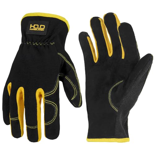 HANDLANDY Leather Gardening Gloves, Leather Work Gloves for Men Women - color: Black (1 Pair), size: X-Large