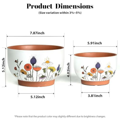 Terracotta Pots, 8+6 Inch Plant Pots, 2 Pcs with Drainage Holes - color: French Country, size: 8+6 Inch