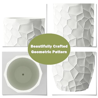 LuxenHome 22" H Concrete Tall Planter with Drainage Hole and Rubber Plug - color: White 22"