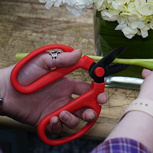 MerakiFloralTools Flower Scissors With Black Carbon Steel Blades 6.7 Inch, Amaryllis (Red) - style: 6.7 Inch Red