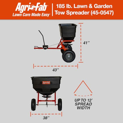 Agri-Fab Tow Behind Broadcast Spreader for Seed, Fertilizer, Salt and Ice Melt, 185 lb Capacity Lawn and Garden Spreader with 12 Ft Spread Width - style: 185 lb. Tow-Behind Lawn & Garden Broadcast Spreader