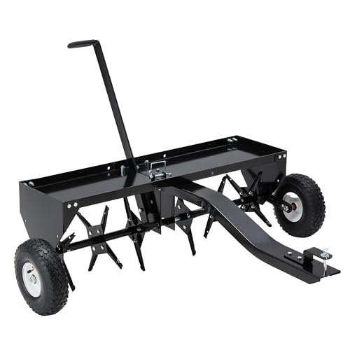 Tow-Behind Plug Aerator, 48-Inch Lawn Aerator for Tractors, 8'' Tires - size: 48''