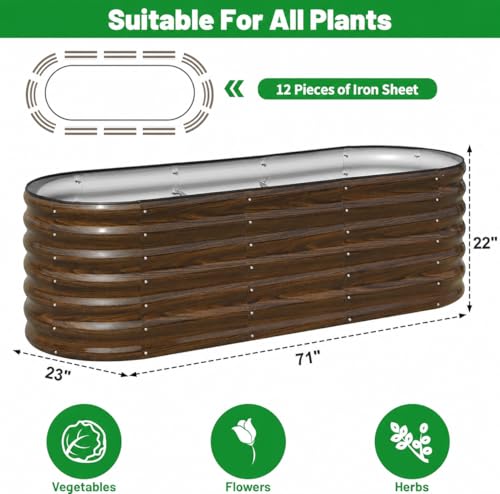 SnugNiture Galvanized Steel Raised Garden Bed Kit - 6x2x2 ft Large Metal Planter Box for Vegetables, Flowers, Herbs | Easy Assembly, Open Bottom Design - size: 6x2x2ft(1 Pack)