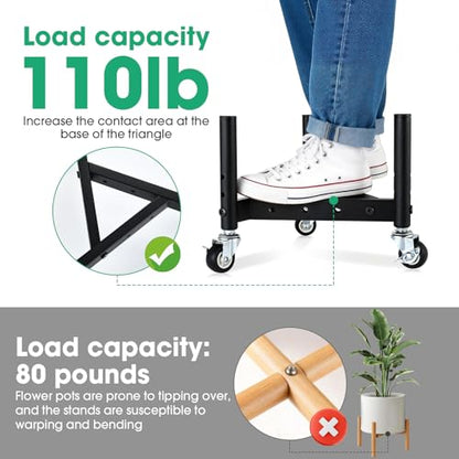 Adjustable Plant Caddy Heavy Duty Rolling Plant Stand with Wheels