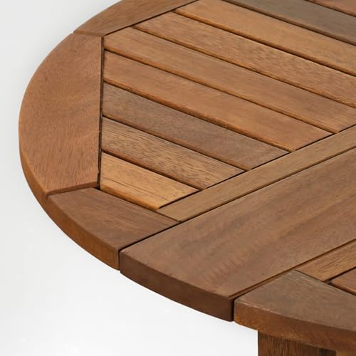 Furinno TIOMAN Outdoor Gateleg Round Patio Table, Natural - size: Gateleg Folding Table 35-inch Wide