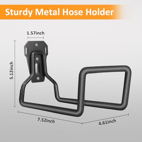 2 Pack Garden Hose Holder - Heavy Duty Metal Hanger Wall Mount, Water Hose Holder for Outside Yard, Water Hose Reel, Garden Storage Hook Rack