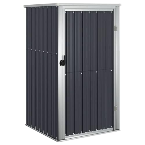 Outdoor Garden Tool Shed, Galvanized Steel Metal Storage Cabinet for Backyard, Patio, and Garage, Lockable Sliding Bolt System, Anthracite, 34.6 x 34.6 x 63.4 Inch - color: Anthracite, size: Standard