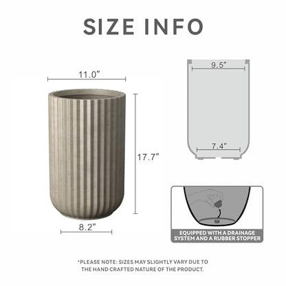 Kante Accent Round Column Weathered Concrete Planter 17.7" Tall, Outdoor - color: Weathered Concrete, size: 11"w x 17.7" h