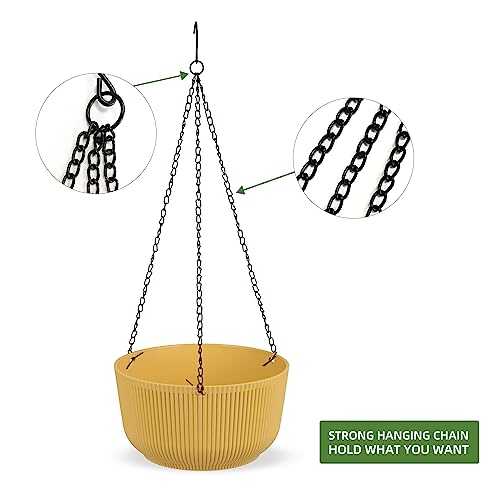 Dexceder 11.2 Inch Self Watering Hanging Planter (2 Pack, Yellow) - color: Yellow, size: 11.2 inch