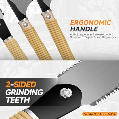 Auto Dynasty 3pcs Japanese Handsaw Set, Double-Edged w/Non-Slip Handle - style: 3pcs Japanese saw