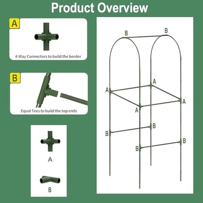 Cucumber Trellis for Plant Climbing- Cucumebr Arch Trelli for Flower Vine Vegetable Tomato Cage Raised Bed- Foldable Garden Tunnel Trellis