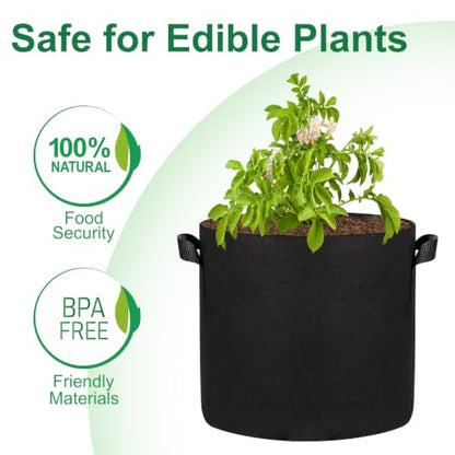 JERIA 12-Pack 10 Gallon Grow Bags, 300G Thickened Nonwoven Garden Pots,Heavy Duty Fabric Pots with Reinforced Handles - size: 10 Gallons