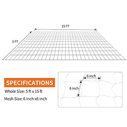 Tcamp Heavy-Duty Polyester Plant Trellis Netting 5 x 15ft (1 Pack) - size: 6" Mesh (5*15Ft)