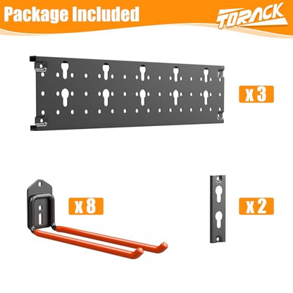TORACK Garden Tool Organizer Wall Mounted, Folding Chair Storage Rack - style: 3 panels with 8 hooks