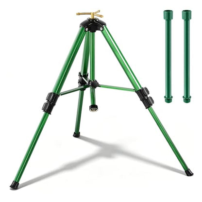 3-Arm Sprinkler Head on Telescoping Tripod Base with 2 Sprinkler Extensions, Heavy Duty Lawn Sprinklers, 360 Degree Large Area Irrigation, Solid Metal Extension Legs & Bottom Spikes - style: 3-Arm Sprinkler Head