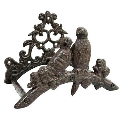 Garden Hose Holder Cast Iron Heavy Duty Water Hose Hanger, Outside Wall Mount, Solid Metal Decorative Rack/Organizer/Stand, Easy to Install, Hold Up to 50/75/100 ft (Hose holder - 2 Birds) - style: Hose holder - 2 Birds