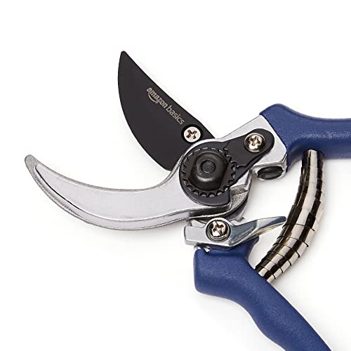 Amazon Basics Professional Bypass Pruning Shears, Garden Clippers, 8-inch Steel Hand Pruners, Rust Resistant with Ergonomic Non-Slip Grip for Trimming Plants and Cutting Flowers, Blue - size: 8-inch
