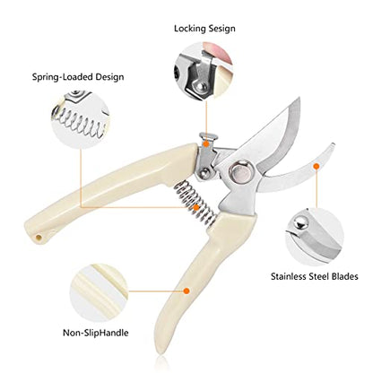 12 Pcs Garden Scissors for Plant, Tip Pruning Shears for Cutting Flowers, Trimming Plants, Bonsai and Fruits Picking (Bypass Blade Pruner) - style: 12 Pcs-White