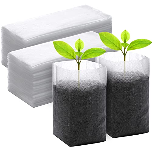 GREANER 200 PCS Nursery Bags, 5.5"x6.3" Non-Woven Fabric Seedling Bags Biodegradable for Home Garden Supply, Tree, Flower, Vegetable, Nursery Pots Container Plants Pouch - size: 5.5"x6.3"/200pcs