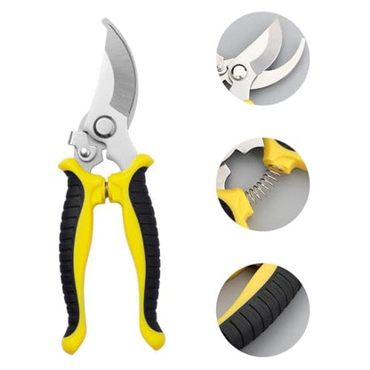 Pruning Shears for Gardening Stainless Steel Garden Hand Shears Heavy Duty Professional Bypass Pruner Hand Shears Yellow - color: Yellow