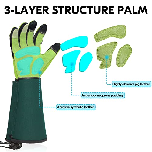 Vgo... Gardening Gloves Ladies,Safety Work Gloves,Long Sleeves Gauntlet,Puncture Proof,Touchscreen(Size M,Light green,SL7477) - color: 1 Pair - Spring Green, size: Women's Medium