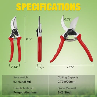Yesker Pruning Shears Pruners for Gardening 8.5 in Professional Bypass Garden Scissors with Sharp SK5 Steel Blade Heavy Duty Hand Garden Shears Clippers for Branch Flower Plant Trimming Cutting Tools - size: 1PCS 8.5" Red