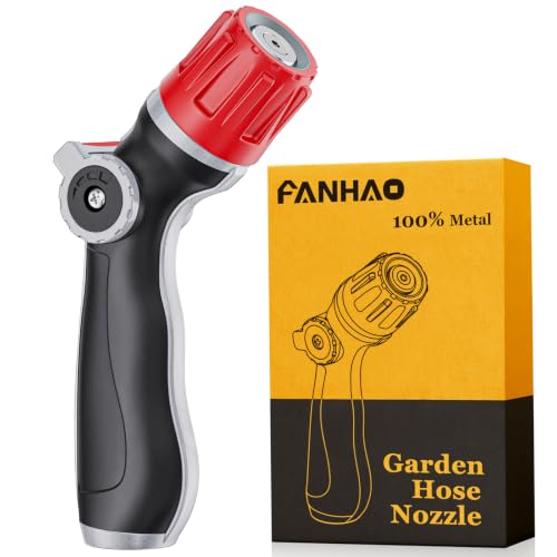 FANHAO Upgraded Metal Garden Hose Nozzle Heavy Duty, 30% Higher Water Flow - color: Red, size: Adjustable Tip