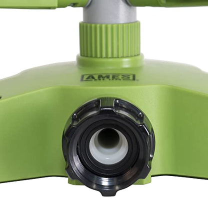 AMES Rotating Revolving Sprinkler with 3 Arms, 360 Degrees, Adjustable Lawn or Garden Watering, Large Spray Area Coverage, Easy Hose Connection, Green - style: Rotating Sprinkler