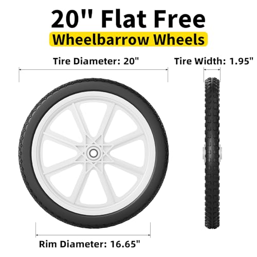 RONPOW 20" Flat Free Wheels Compatible with rubbermaid Wheelbarrows Tires - color: White