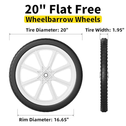 RONPOW 20" Flat Free Wheels Compatible with rubbermaid Wheelbarrows Tires - color: White