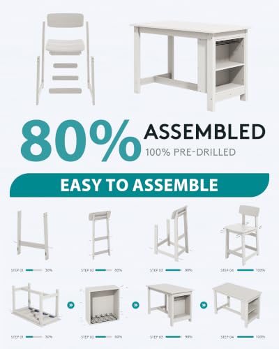SERWALL Outdoor HDPE Counter-Height Barstools Set of 2, White - color: White, size: 2 Bar Stools