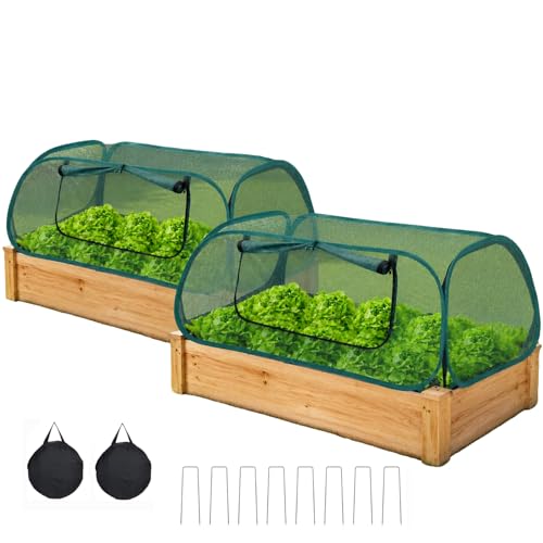2 Pack Raised Bed Garden Covers,Pop Up Mesh Plant Covers, 45"X22"X16"