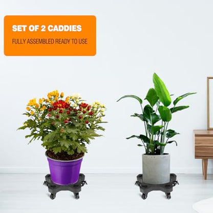 2Packs 14in Plant Caddy with Wheels - 14inch Indoor Outdoor Plant Stand No Assembly Required Flowerpot Down Under Plant Caddie Rolling Plant Dolly with casters Heavy Duty Round Pot Mover Planter